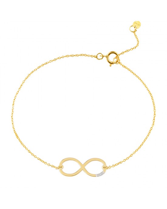 Infinity bracelet with diamonds in 14k Gold, Ekan