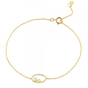 Oval-shaped bracelet with diamonds in 14K gold Ekan