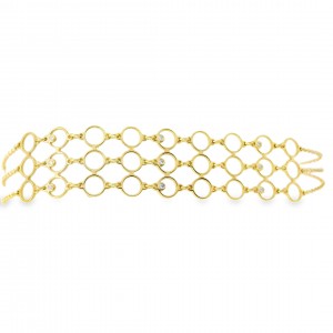 Βραχιόλι με κρίκους και διαμάντια, με τριπλή αλυσίδα από χρυσό Κ14, Ekan