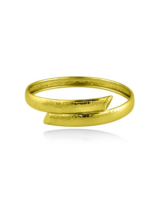 Croisé hammered cuff bracelet in gold-plated sterling silver 925°