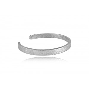 Men's polished hammered cuff bracelet in rhodium-plated sterling silver 925° Men's polished hammered cuff bracelet in rhodium-plated sterling silver 925°