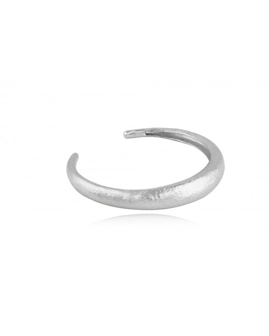 Hammered cuff bracelet in rhodium-plated sterling silver 925° 