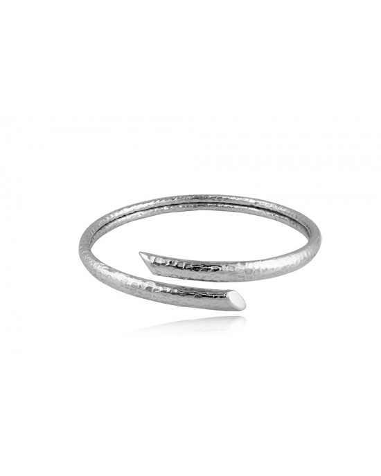 Croisé hammered cuff bracelet in rhodium-plated sterling silver 925°