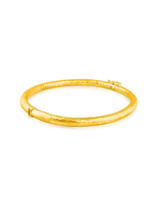 Hammered cuff bracelet 5mm in 18k gold