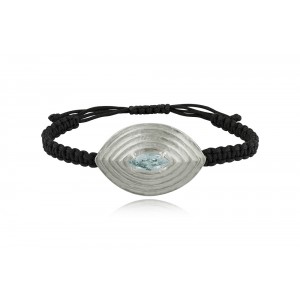 Bracelet with aquamarine in rhodium-plated sterling silver 925°