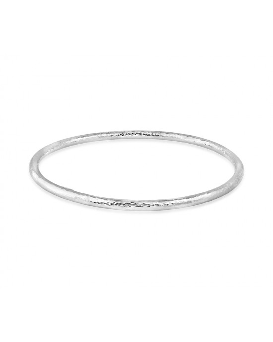 Hammered bangle bracelet in rhodium-plated sterling Silver 925° 4mm