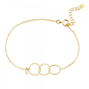 Hoop bracelet with pearl in 14k gold Ekan