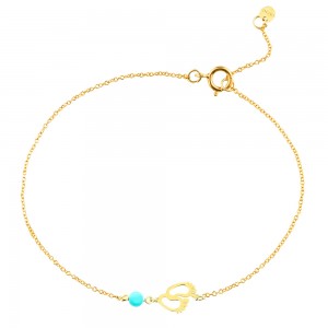 Baby feet bracelet with turquoise in 14k gold Ekan