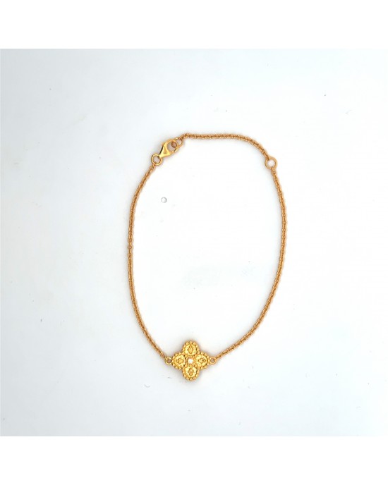 Βυζαντινό βραχιόλι λουλούδι με διαμάντι από χρυσό Κ18