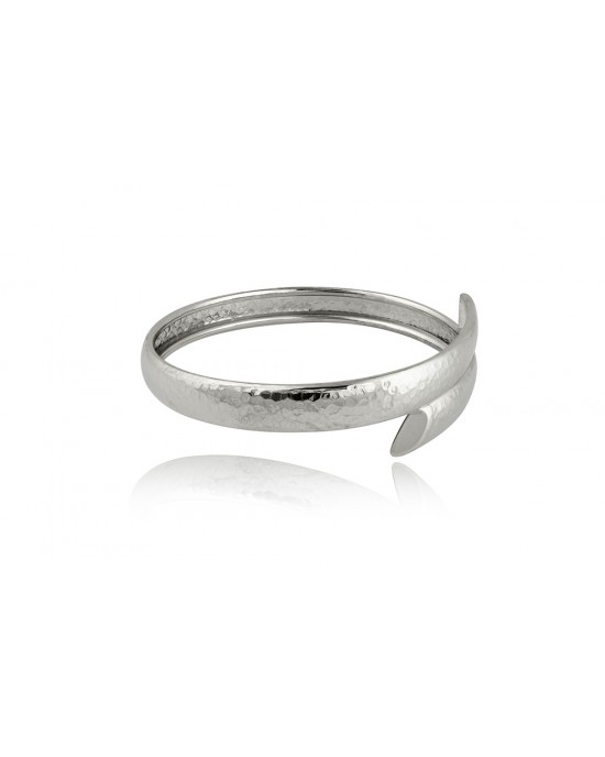 Croisé hammered cuff bracelet in rhodium-plated sterling silver 925°