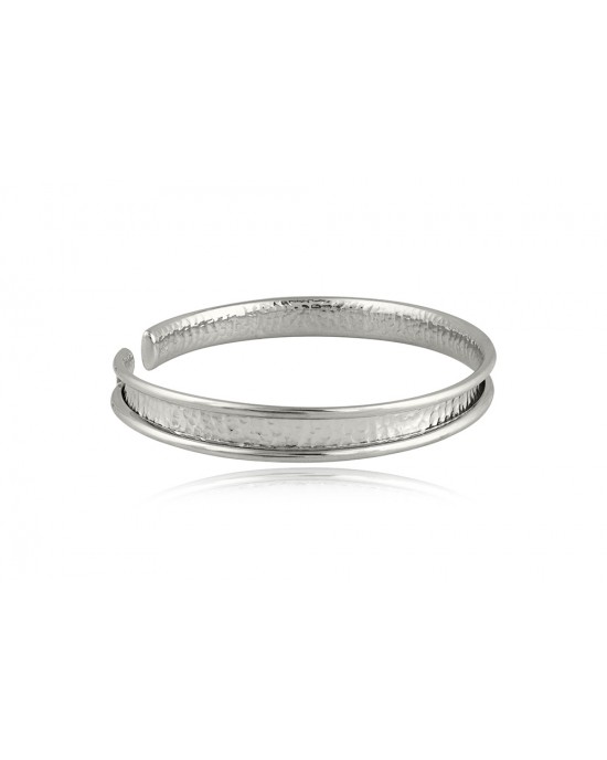 Men's hammered cuff bracelet in rhodium-plated sterling silver 925°