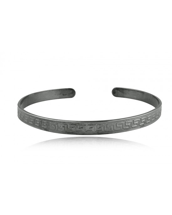 Men's Greek Key cuff bracelet in black-plated sterling silver 925°
