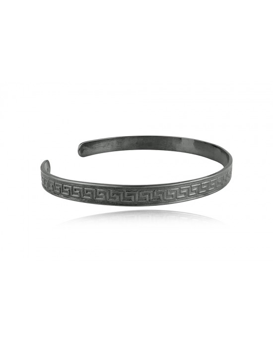 Men's Greek Key cuff bracelet in black-plated sterling silver 925°