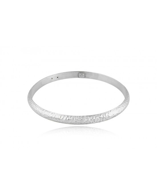 Hammered bangle bracelet in rhodium-plated sterling Silver 925° 6mm