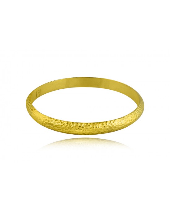 Hammered bangle bracelet in gold-plated sterling Silver 925° 7mm