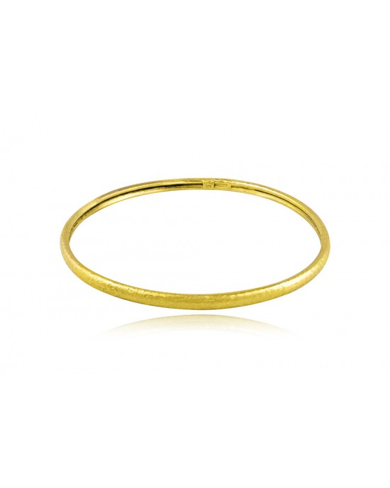 Hammered bangle bracelet in gold-plated sterling Silver 925° 4mm