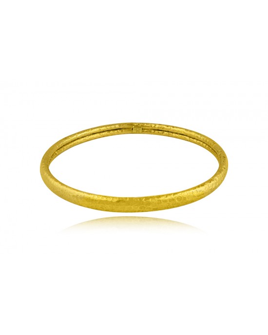 Hammered bangle bracelet in gold-plated sterling Silver 925° 5mm