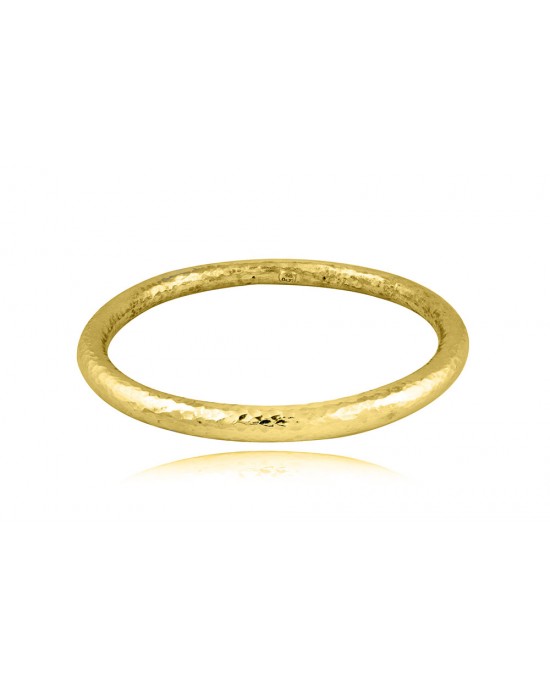 Hammered bangle bracelet in gold-plated sterling Silver 925° 6mm