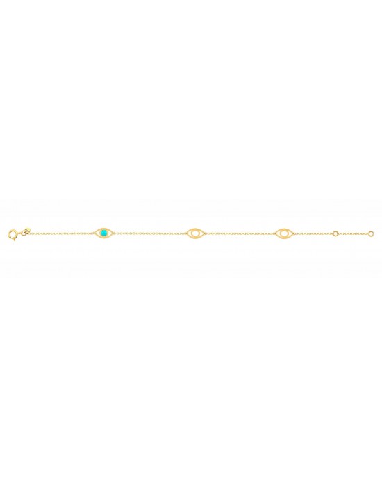 Evil Eye Bracelet with turquoise in 14k gold, Ekan