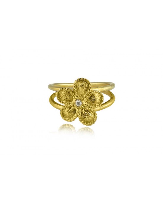 Αρχαϊκό δαχτυλίδι "Μαργαρίτα" με διαμάντι από ασήμι 925°