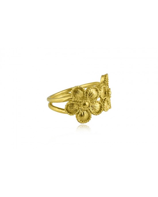 Αρχαϊκό δαχτυλίδι "Μαργαρίτες" από επιχρυσωμένο ασήμι 925°