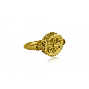 Αρχαϊκό δαχτυλίδι σφραγίδα "Μαργαρίτα" από επιχρυσωμένο ασήμι 925°