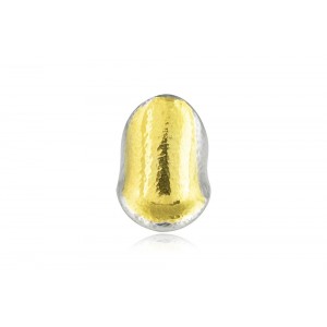 Ασημένιο σφυρήλατο δαχτυλίδι από ασήμι 925° και χρυσό Κ24