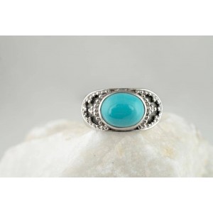 Turquoise Ring in Rhodium Plated Sterling Silver 925°
