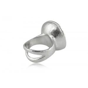 Moonstone ring in rhodium plated sterling silver 925° & K22 Gold