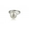Ring with Pearl and Diamond in 925° Rhodium-plated Sterling Silver