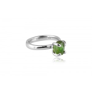 Peridot ring in rhodium plated sterling silver 925°