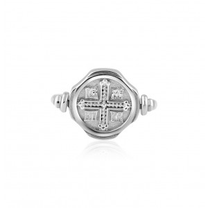 Διπλής όψεως δαχτυλίδι Ιησούς Χριστός Νικά από επιροδιωμένο ασήμι 925°