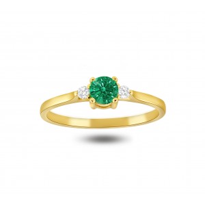 Emerald ring with diamonds in 18k gold