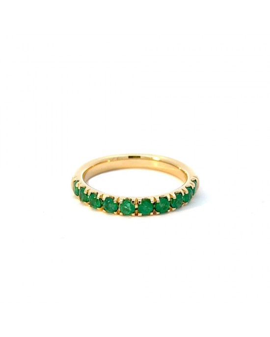 Half-eternity emerald ring in 18k gold