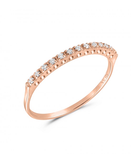 Δαχτυλίδι μισόβερο με διαμάντια από ροζ χρυσό Κ18 