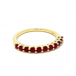 Δαχτυλίδι μισόβερο με ρουμπίνια από κίτρινο χρυσό Κ18 Δαχτυλίδι μισόβερο με ρουμπίνια από κίτρινο χρυσό Κ18