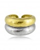Σφυρήλατο δίχρωμο διπλό δαχτυλίδι από χρυσό Κ18 και ασήμι 925°