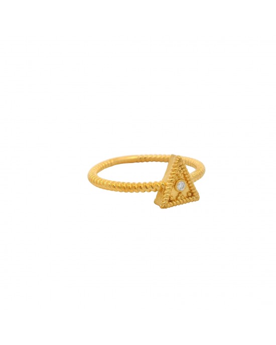 Βυζαντινό δαχτυλίδι με διαμάντι από χρυσό Κ18