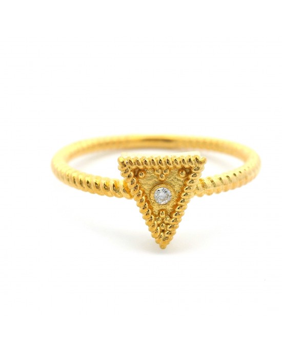 Βυζαντινό δαχτυλίδι με διαμάντι από χρυσό Κ18