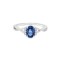 Blue sapphire ring  with diamonds in 18K white gold