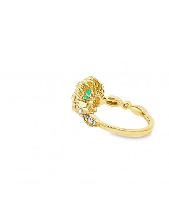 Δαχτυλίδι με σμαράγδι και διαμάντια από χρυσό Κ18