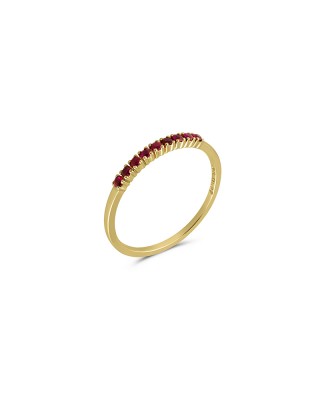 Δαχτυλίδι μισόβερο με ρουμπίνια από χρυσό Κ18