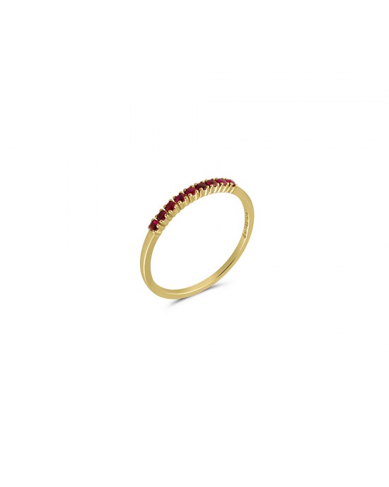 Δαχτυλίδι μισόβερο με ρουμπίνια από χρυσό Κ18