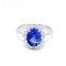 Tanzanite cluster ring with diamonds in 18k white gold