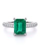 Zambian Emerald and Diamond Ring in 18k White Gold