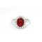 Cluster ring with ruby and diamonds in 18K white gold