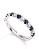 Half-eternity ring with diamonds and sapphires in 18k white gold 