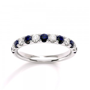 Δαχτυλίδι μισόβερο με φυσικά διαμάντια και ζαφείρια από λευκόχρυσο Κ18  Δαχτυλίδι μισόβερο με φυσικά διαμάντια και ζαφείρια από λευκόχρυσο Κ18