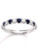Half-eternity ring with diamonds and sapphires in 18k white gold 