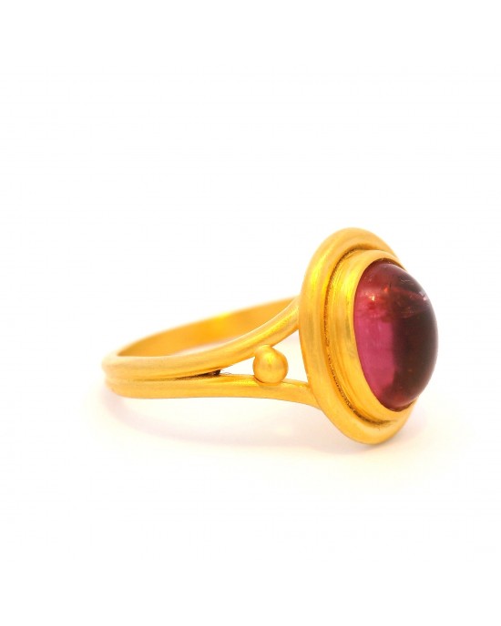 Δαχτυλίδι με Ροζ Τουρμαλίνη οβάλ κοπής από χρυσό Κ18
